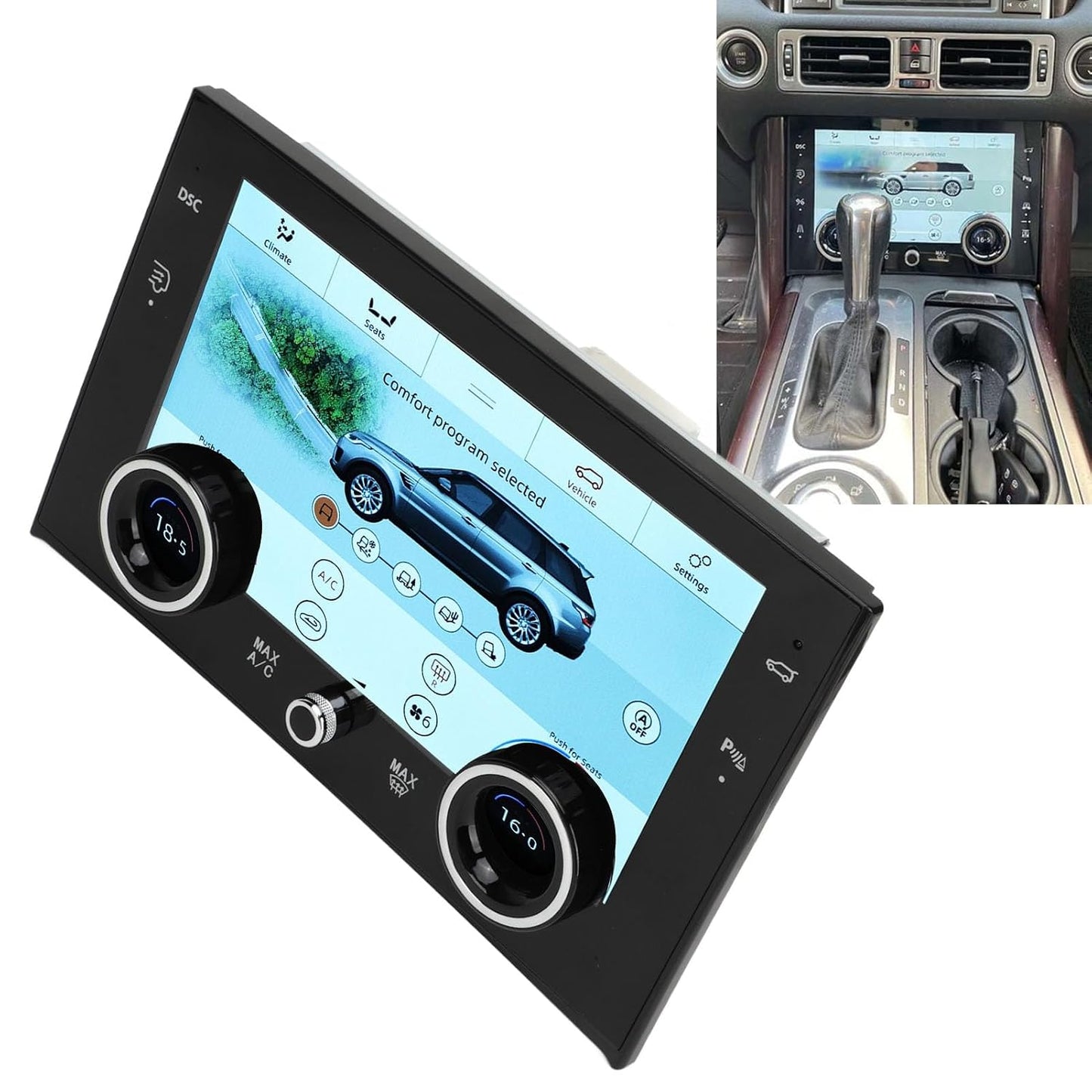Cryfokt 1080P HD Display Car AC Touchscreen, 10in ABS and Metal with LCD, Day and Night Mode, Easy to Operate for V8
