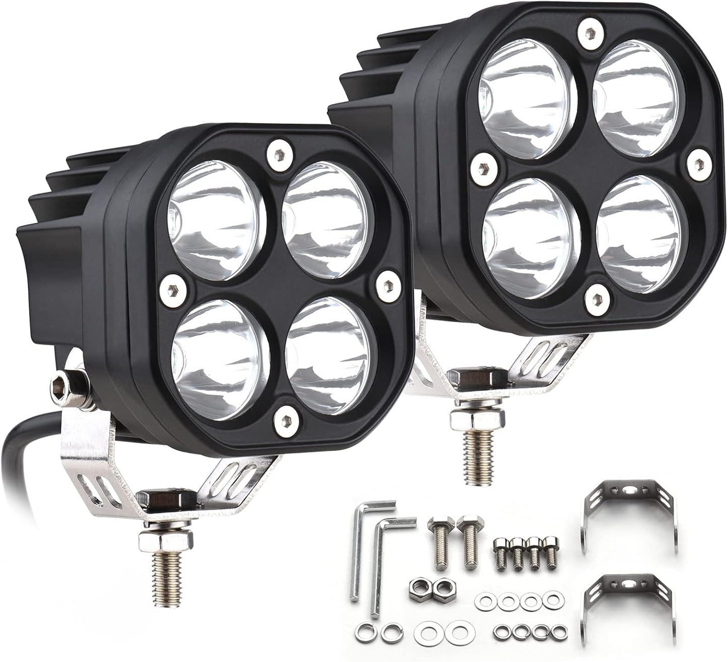 شريط إضاءة LED أضواء ضباب للقيادة قطعتين LED مصابيح قيادة مقاومة للماء IP68 مصباح عمل إضاءة للطرق الوعرة للشاحنة ATV UTV SUV قارب شاحنات دراجة نارية جرار