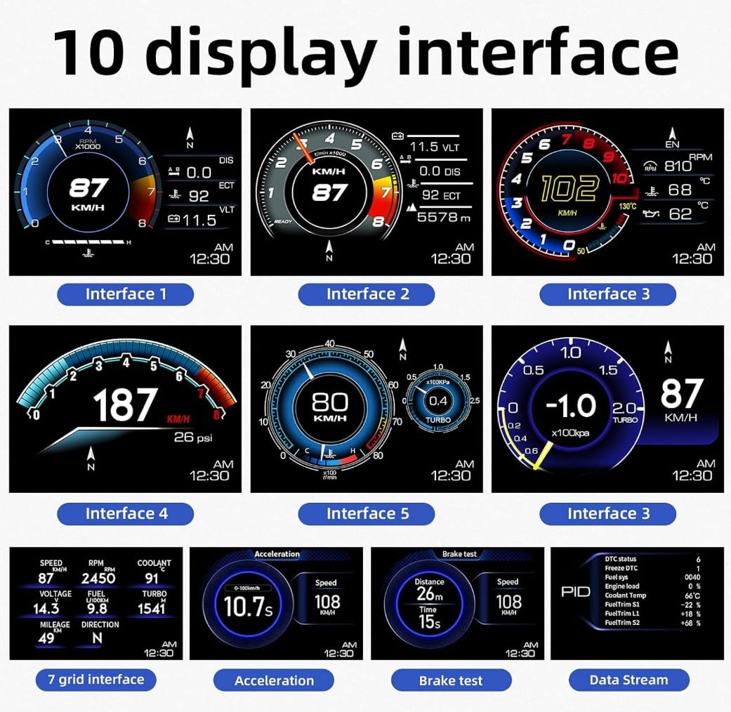 شاشة عرض اتش يو دي بي 6 من دارباك، مقياس ذكي OBD+GPS، يعمل بشكل رائع لجميع السيارات، اداة تشخيص اعطال السيارة او بي دي، اداة تشخيص اعطال السيارة او بي دي امنة للقيادة، انذار للسرعة الزائدة لجميع