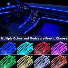 شريط اضاءة LED داخلي للسيارة بتحكم عن طريق التطبيق، 5 في 1 RGB 16 مليون لون، مجموعة اضاءة محيطة مع الياف بصرية 275 انش، وضع الموسيقى لتزيين اضاءة السيارة الداخلية