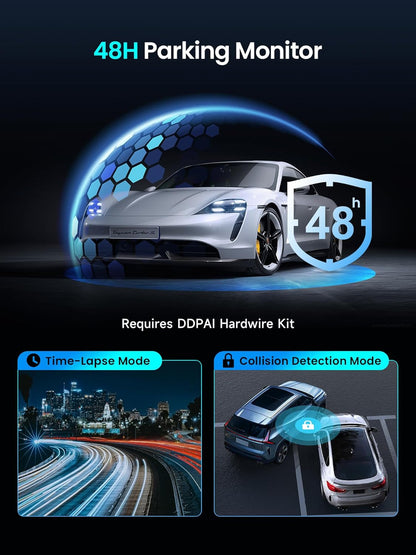 DDPAI Dash Cam for Cars, 4K+1080P Front and Rear Dashcam for Cars, Included 64GB Card Dash Camera, Built-in 5G WiFi6 GPS, 3'' IPS, 48H Parking Mode, Super Night Vision, ADAS, Loop Recording, Z50 Pro