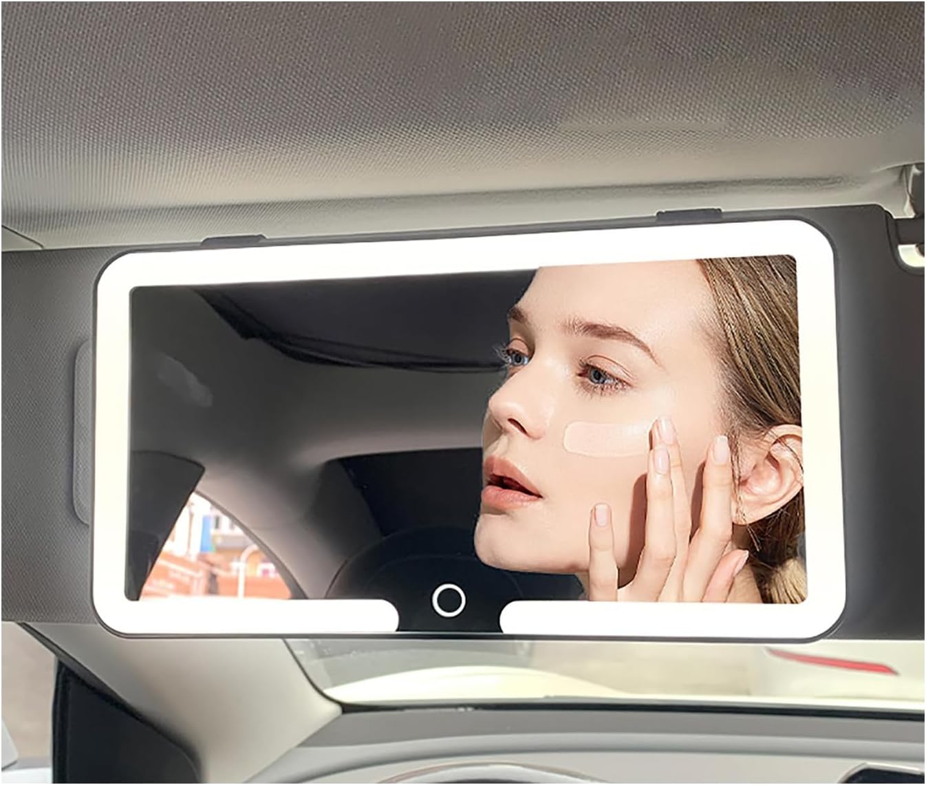 مرآة تجميل LED لحاجب الشمس في السيارة، مرآة مكياج قابلة لإعادة الشحن مع شاشة تعمل باللمس، 3 أوضاع إضاءة، حاجب شمس محمول لمستحضرات التجميل مع أضواء LED للسيارات