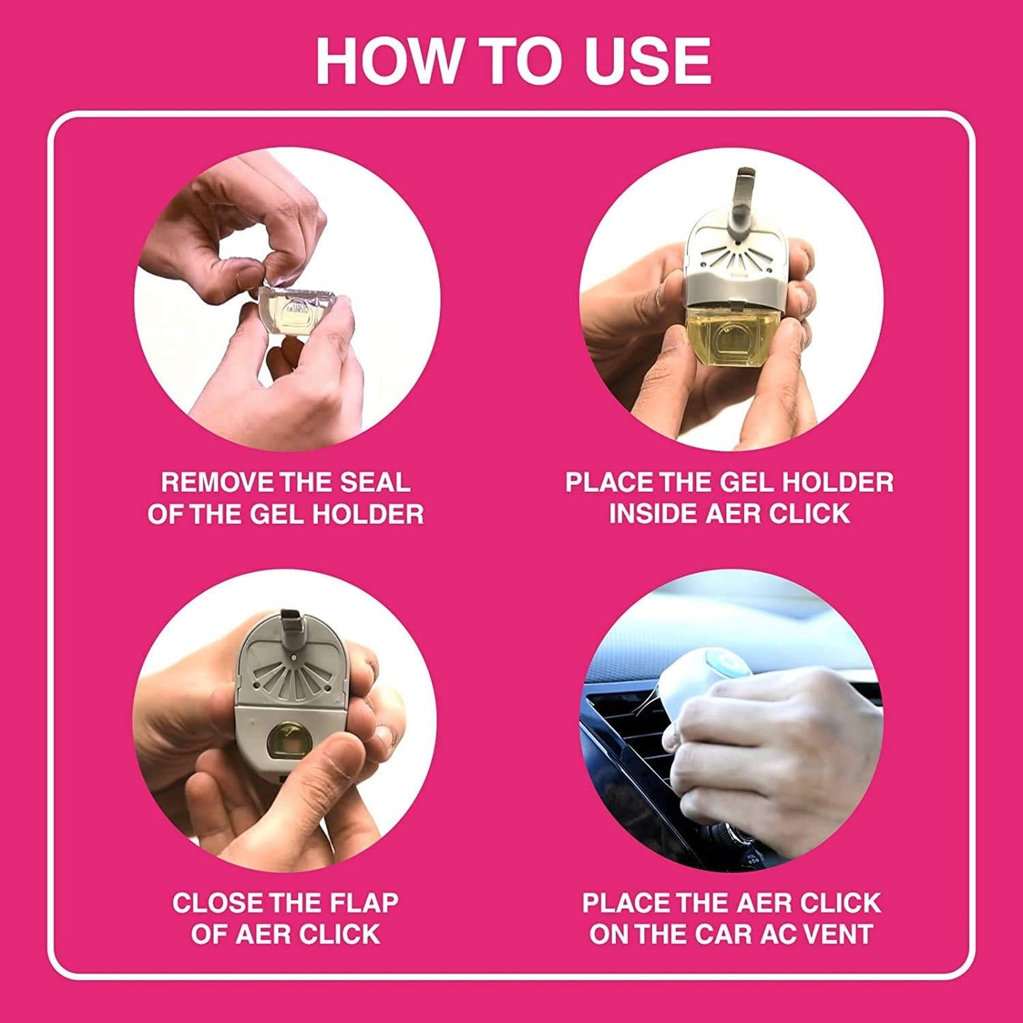 Godrej aer Click, Car Vent Air Freshener Kit - Petal Crush Pink (10G)