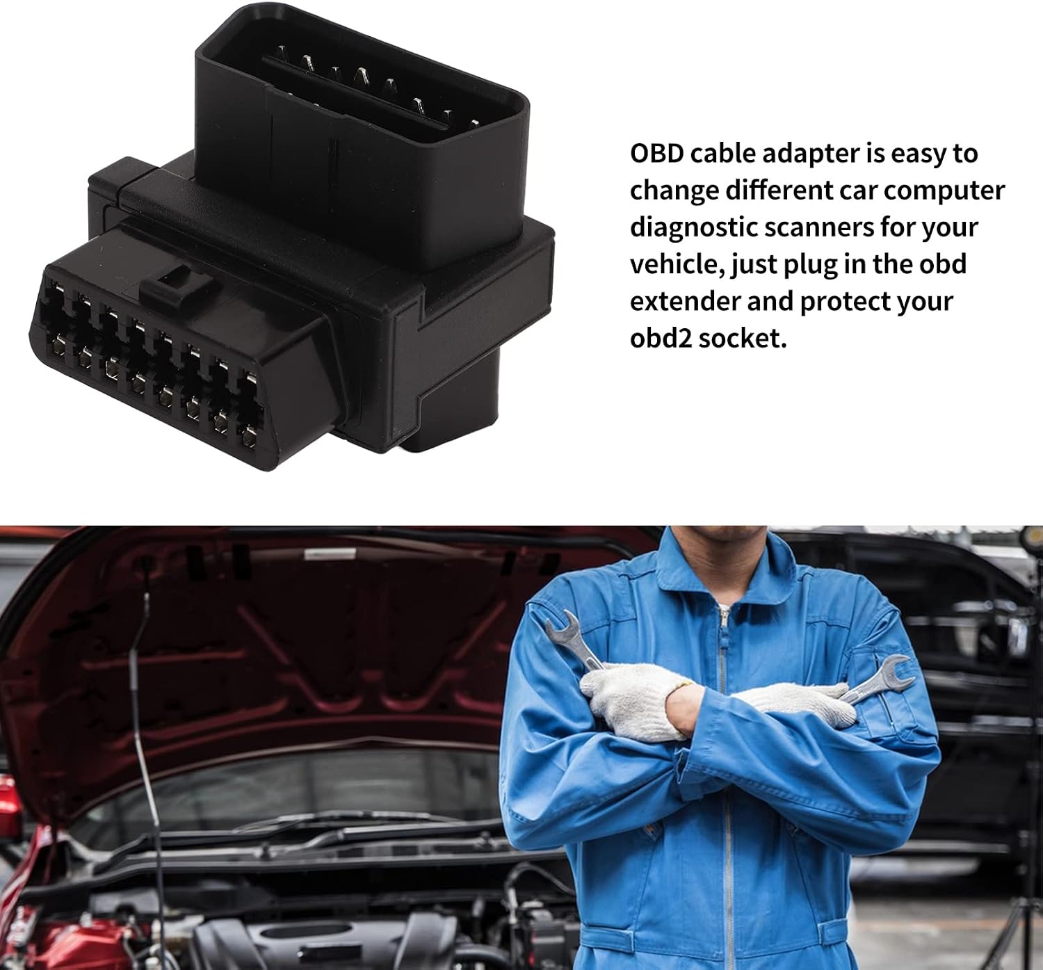 Gernie Obd Splitter Adapter, Pocket Obd2 Obdii Full 16 Pin Male To 2 Female 1 Cable For Diagnostic Extender, Compact Adapter Converter