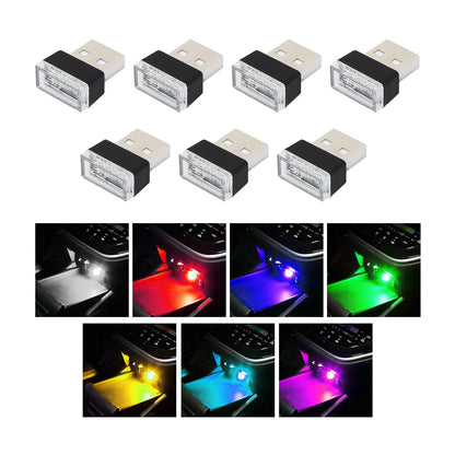 أوغيني 6 قطع مصباح LED USB للسيارة والاماكن الداخلية باضواء احادية اللون، مصباح USB مزود بالفضاء اللوني RGB لتوفير اضاءة ليلية مزخرفة، مجموعة إضاءة محيطة داخلية محمولة للسيارات، اكسسوارات داخلية