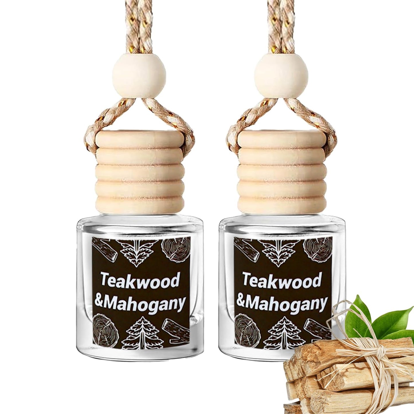 Car Air Freshener Hanging 2 Bottle, Essential Oil Diffuser for Car, Car Air Freshener Cute, Long Lasting Air Freshener for Car, air Fresheners for Women Men, Air Diffusers (whitesage)