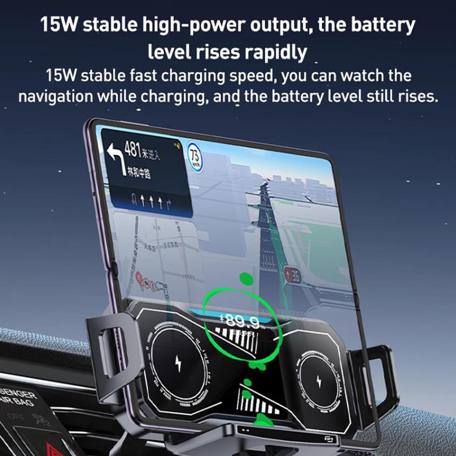 Wireless Car Charger Phone Holder, 360° Rotation, Fast Charging Car Mount with Auto Clamp, Air Vent Mobile Holder, Universal Car Phone Mount for iPhone & Android Devices (Wireless1)