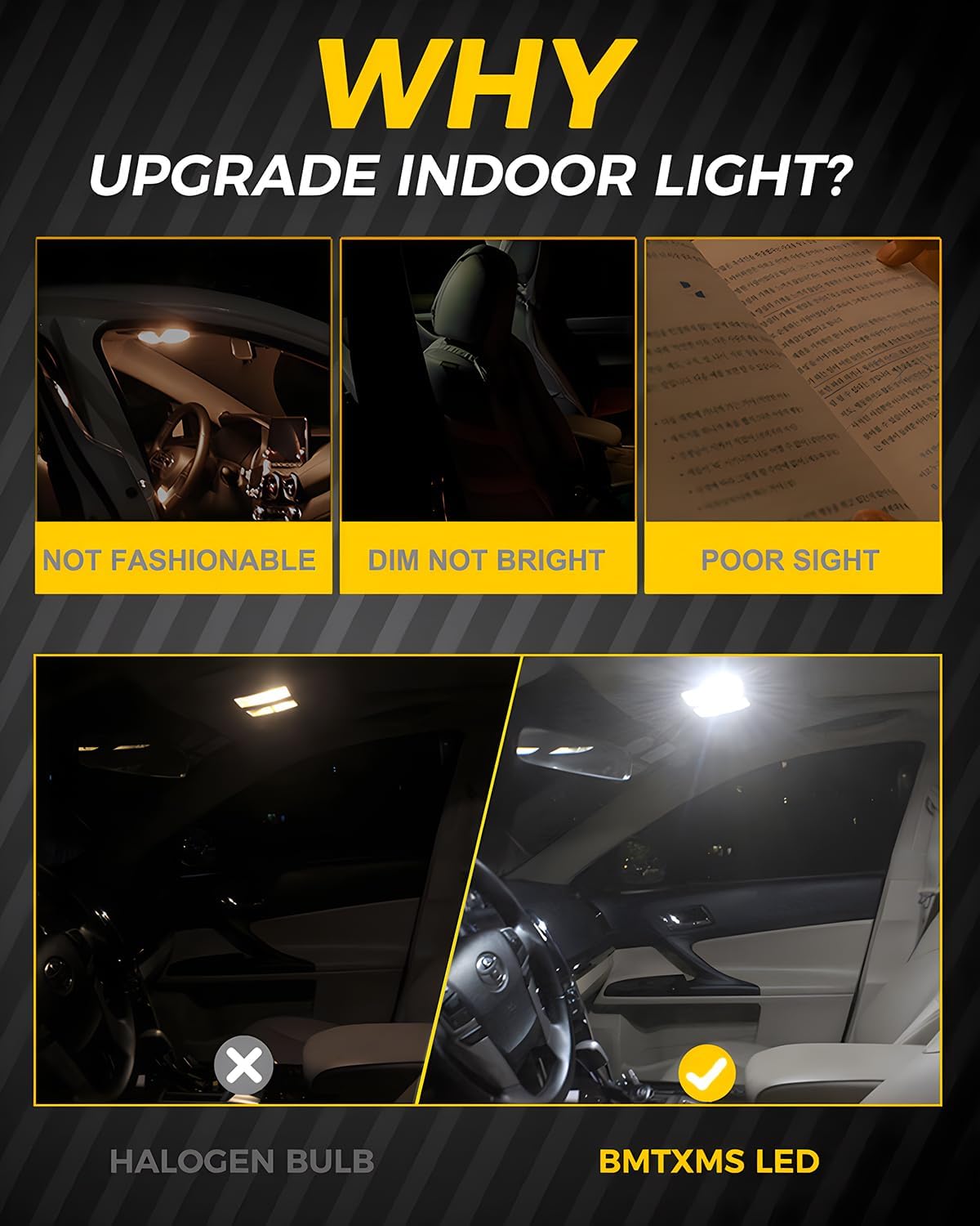 BMT xms Car LED Light Interior Kit Replacement for BMW 7 Series F01 F02 2008-2015, 6000K Cool White for Map Dome Door License Plate Light Bulb, 19 Pieces