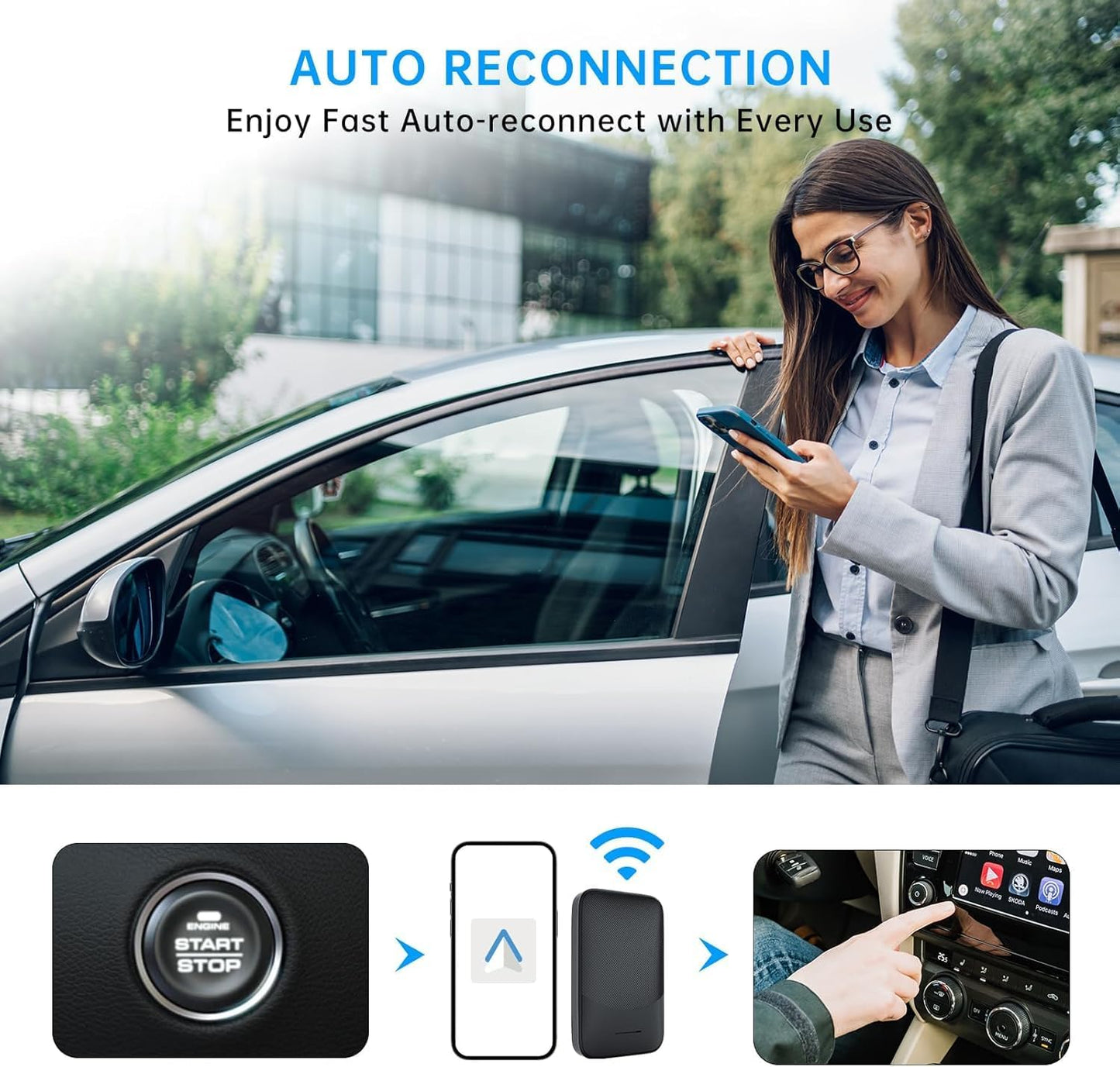 Wireless Android Auto Car Adapter, Plug & Play Dongle For Phones Fit 2015 And Above Cars Converts Wired To