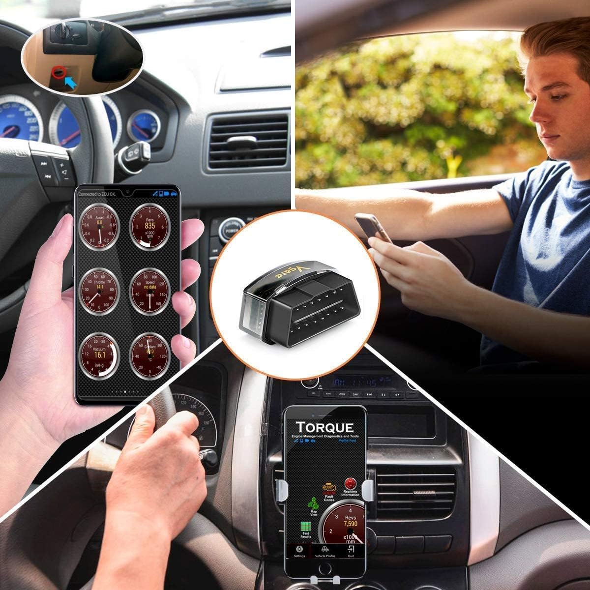 قارئ رموز الأعطاب OBD2 فيجيت آي كار برو بلوتوث 4.0، فاحص رموز OBDII، تحذير فحص المحرك - اي باد ايفون بنظام اي او اس/أندرويد، متوافق مع محول ELM327 (بلوتوث 4.0 لاي باد ايفون بنظام اي او اس/أندرويد)
