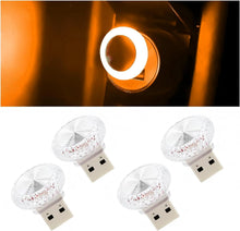 مصابيح LED USB للسيارة من 4 قطع، مصابيح ليلية مدمجة لداخل السيارة، مجموعة عالمية للسيارات المحيطة، ديكور سيارات صفراء، مجموعة اضاءة LED لسيارات ار في وسيارات الدفع الرباعي