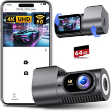 Dash Cam Front 4K - 1.5" IPS Display & 5G WiFi & 64G Card, 360° Rotation Mini Dashcam, Car Camera with WDR Night Vision, 24H Parking Mode, G-Sensor, Loop Recording,170° Angle, Dash Camera for Cars DE