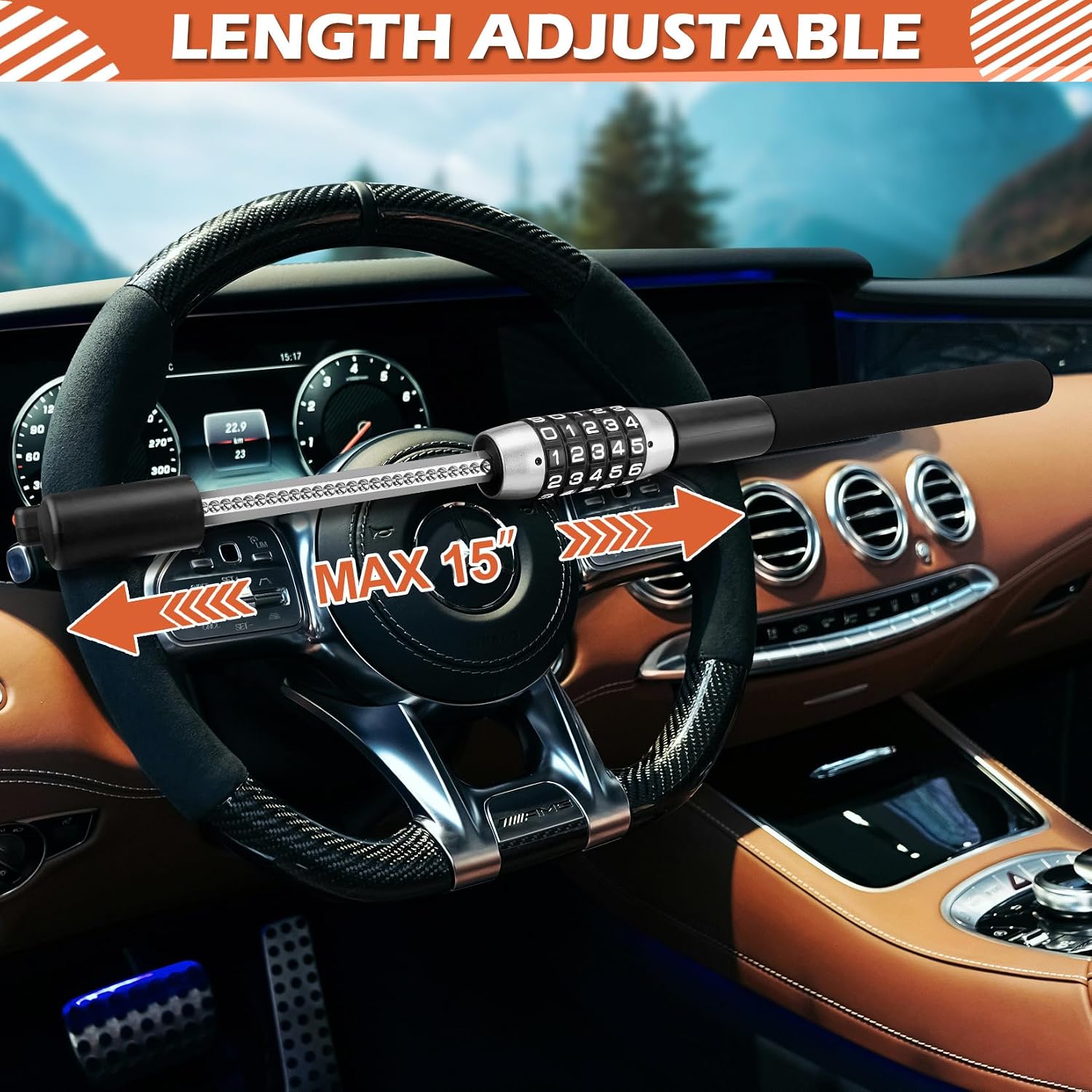 Combination Steering Wheel Lock Password Code Heavy Duty Car Security Black