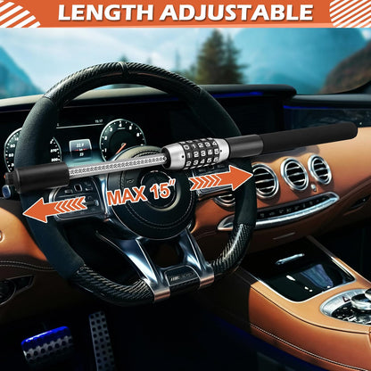 Combination Steering Wheel Lock Password Code Heavy Duty Car Security Black