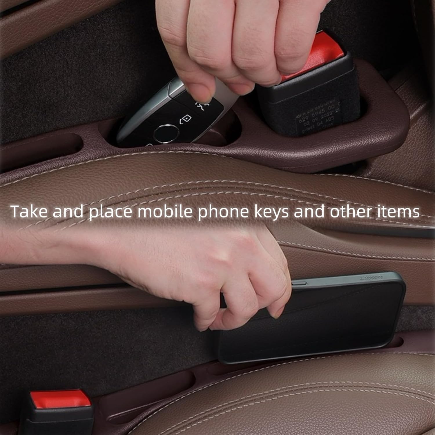 2 Pack Car Seat Gap Filler Organizer - Universal Storage Pockets for Cars/SUVs/Trucks | EVA Gap Stopper Prevents Phone/Keys from Falling | Stylish Car Interior Accessories (black)