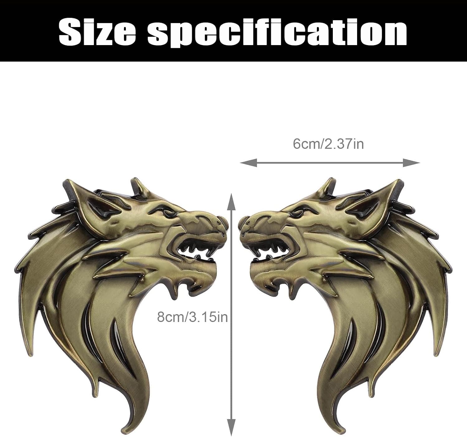 Bukela 3D Metal Car Stickers,Wolf Head Decals Emblem,Car Motorcycles Styling Emblem (Bronze)