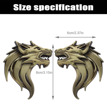 Bukela 3D Metal Car Stickers,Wolf Head Decals Emblem,Car Motorcycles Styling Emblem (Bronze)