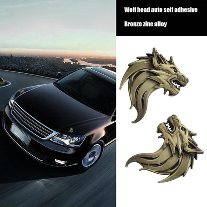 Bukela 3D Metal Car Stickers,Wolf Head Decals Emblem,Car Motorcycles Styling Emblem (Bronze)