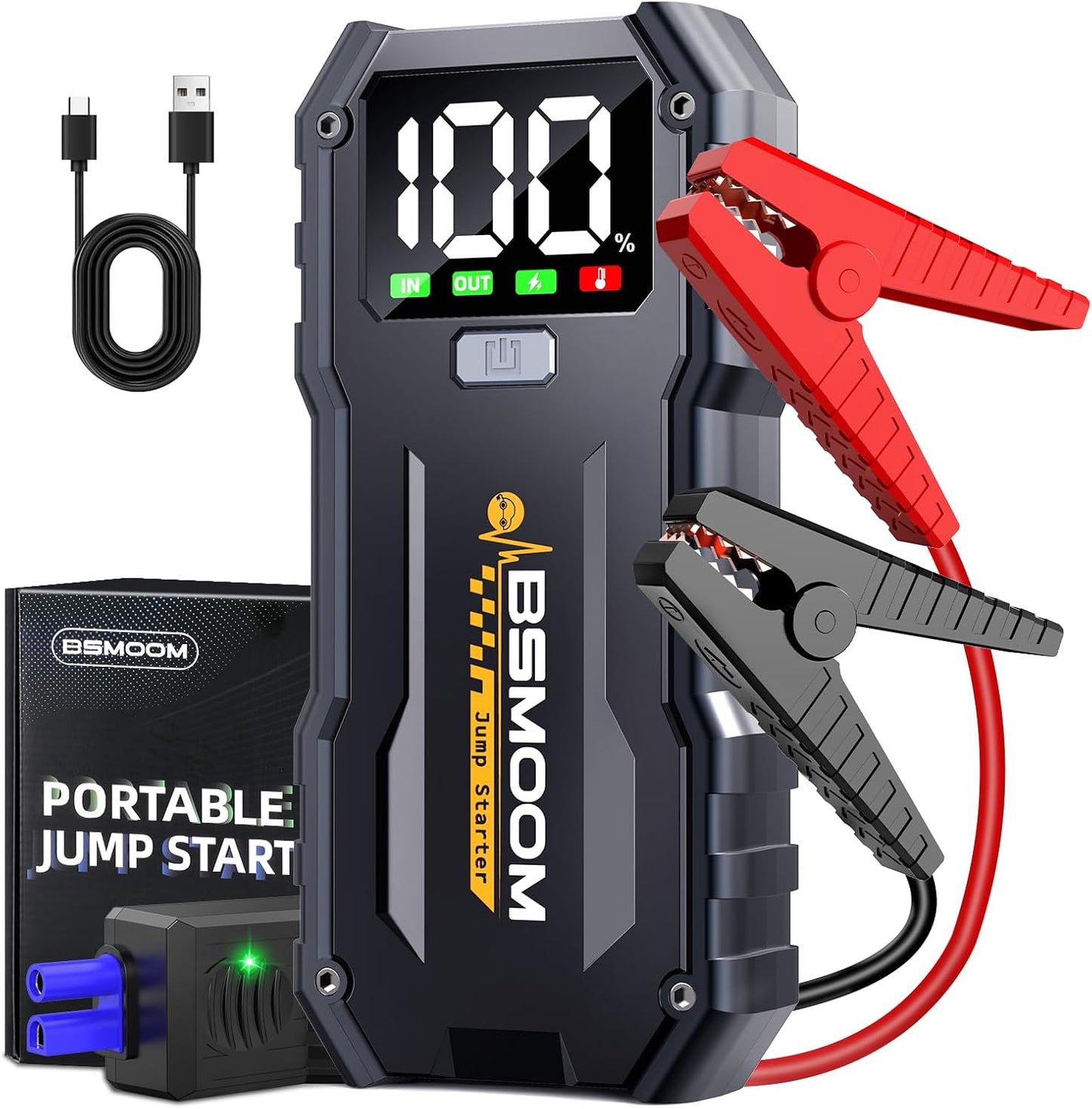 5000A Car Jump Starter Battery Pack (up to 10.0L Gas and 8.0L Diesel Engine), 12V Portable Car Battery Booster with 2.7" Display,USB-C Power Pack,USB QC3.0
