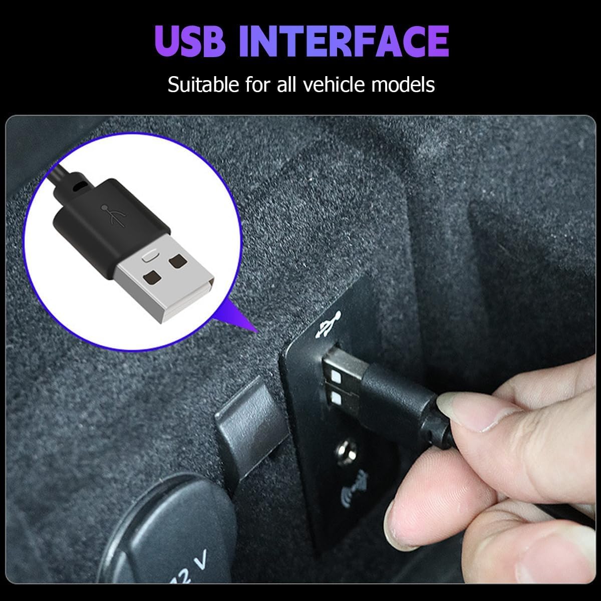 شريط LED داخلي للسيارة من Azonee، شريط LED مقاوم للماء لداخل السيارة، مصابيح قدم محيطة تعمل بمنفذ USB، قابلة للتخصيص بألوان الأزرق الثلجي والأزرق والوردي، سهل التركيب، عالمي للسيارات وسيارات الدفع
