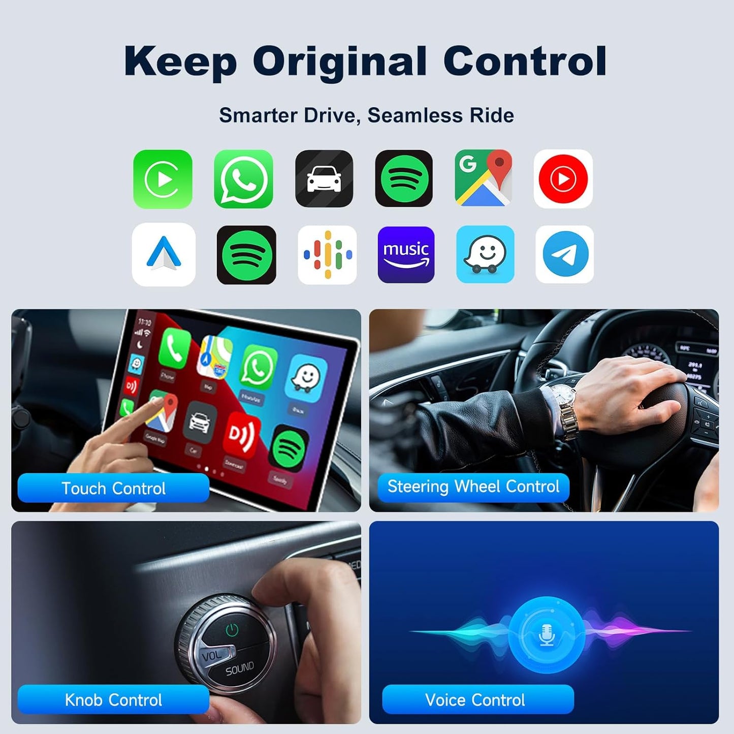 Carlinkit Mini Ultra Wireless CarPlay & Android Car Adapter, Convert Factory Wired to Wireless, USB-A/USB-C Fast Connection for iOS 10+ & Android 11+, Plug & Play Car Play