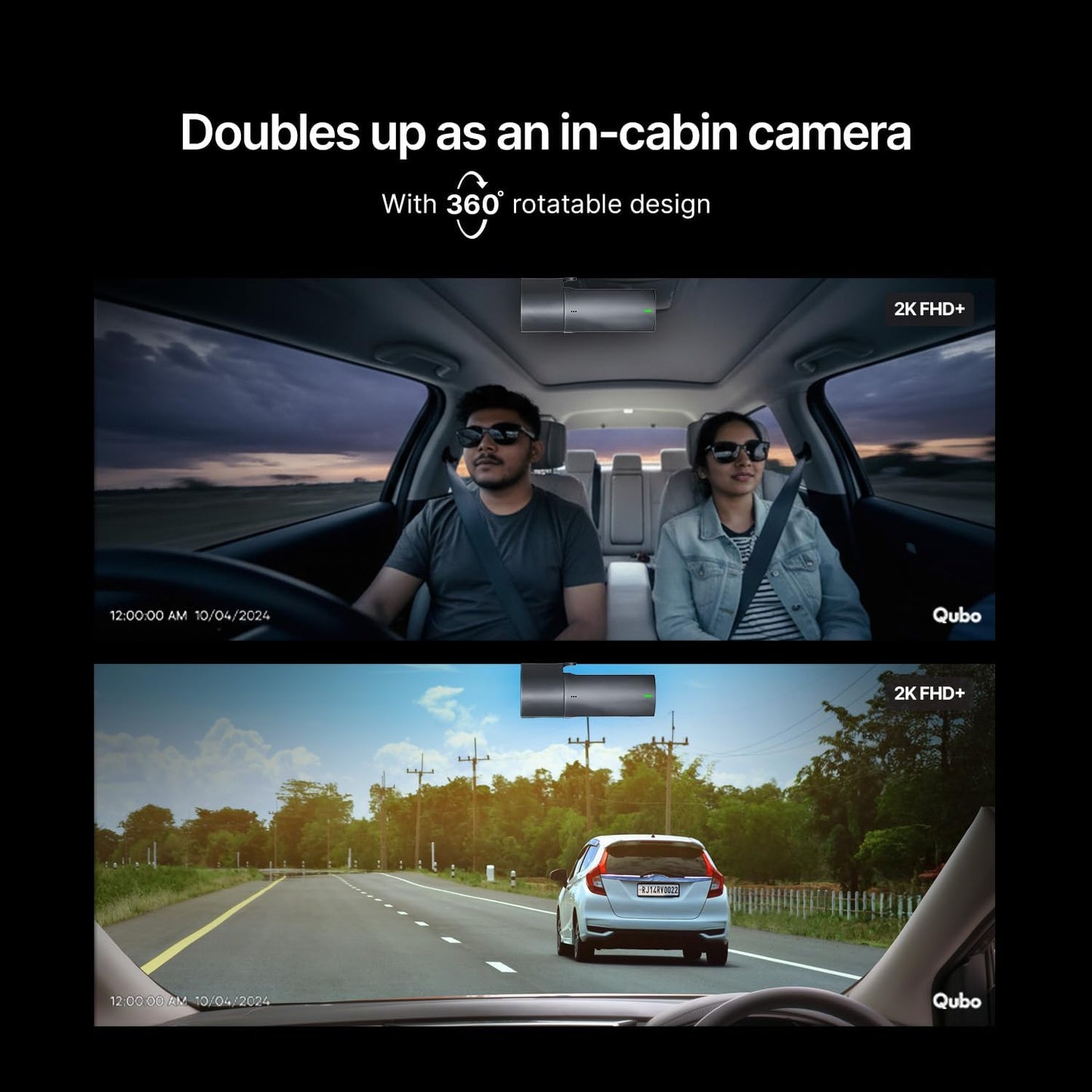 Qubo Car Dash Camera Pro X from Hero Group | 2MP FHD 1080p | Made in India Dashcam | Super Capacitor | WiFi | with Emergency Recording | Easy DIY Set Up | Up to 1TB SD Card Supported | (Space Grey)