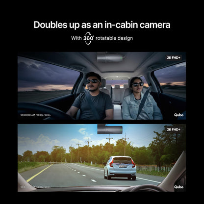 Qubo Car Dash Camera Pro X from Hero Group | 2MP FHD 1080p | Made in India Dashcam | Super Capacitor | WiFi | with Emergency Recording | Easy DIY Set Up | Up to 1TB SD Card Supported | (Space Grey)