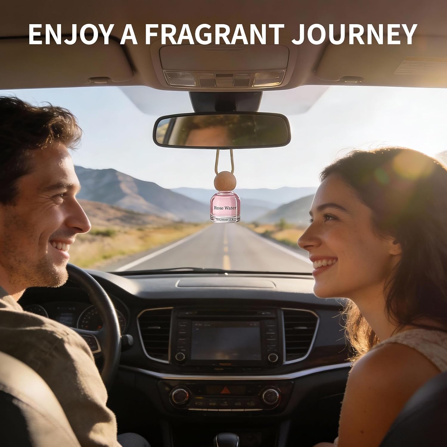 Car Air Freshener Diffuser 2 Pack, Rose Scent Hanging Car Fresheners Diffuser Up to 120 Days with Vent Clip Automotive Air Fresheners, Strong Perfume Car Diffuser for Women Men