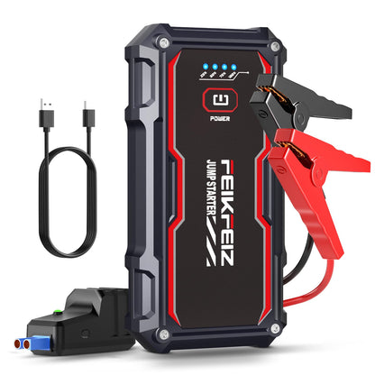 FEIKFEIZ Car Jump Starter, 6000A Peak 26800mAh 12V Battery Jumper Starter Portable for Up to All Gas/8.0L Diesel Vehicles with USB Charge Output Port and LED Lights.
