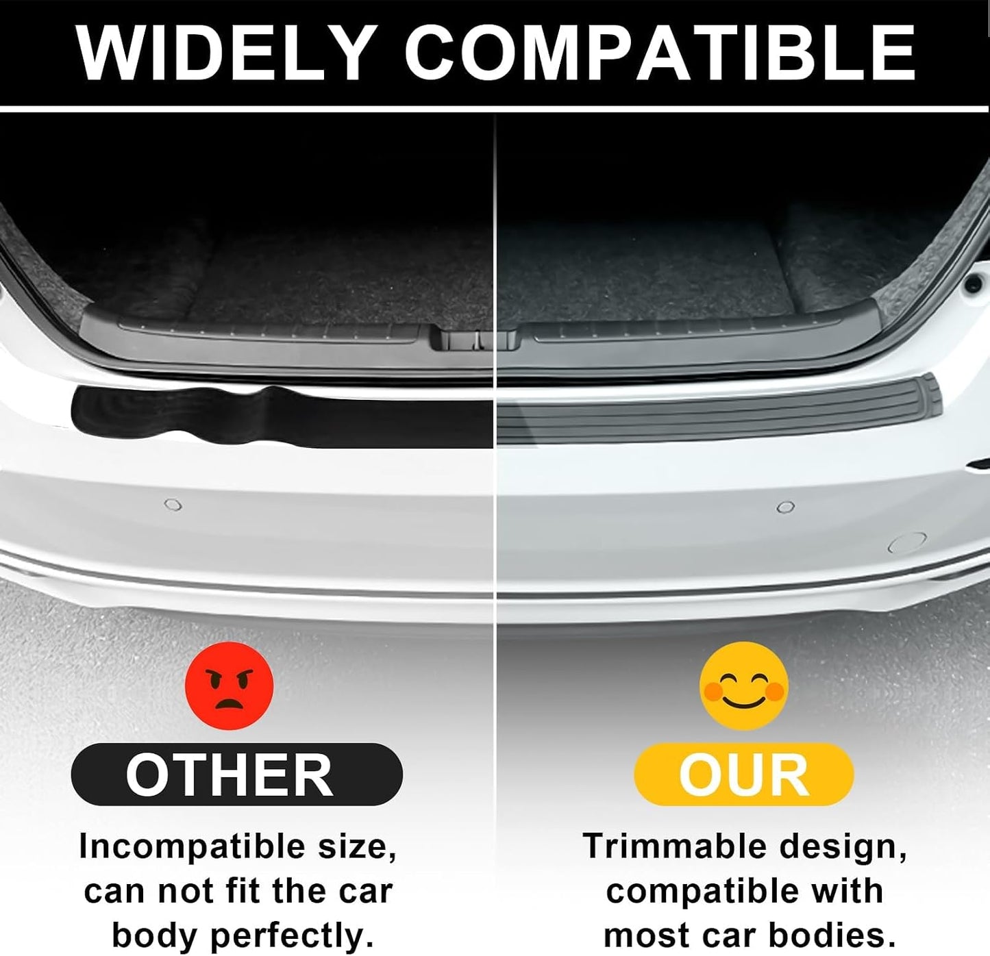 PINKE Car Rear Bumper Protector, Anti-Scratch Rubber Rear Bumper Guard, Universal Bumper Cover Strip for SUV & Trucks, Trunk Exterior Accessories, Easy No-Drill Installation, 41 x 3.4"