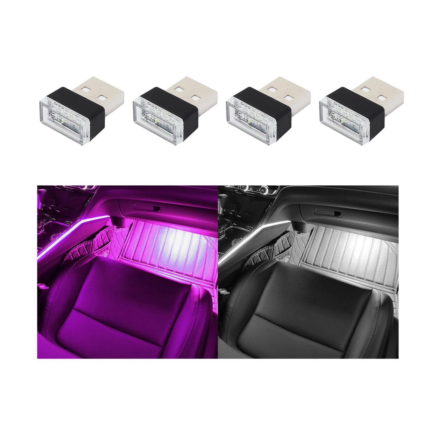 أوغيني 6 قطع مصباح LED USB للسيارة والاماكن الداخلية باضواء احادية اللون، مصباح USB مزود بالفضاء اللوني RGB لتوفير اضاءة ليلية مزخرفة، مجموعة إضاءة محيطة داخلية محمولة للسيارات، اكسسوارات داخلية