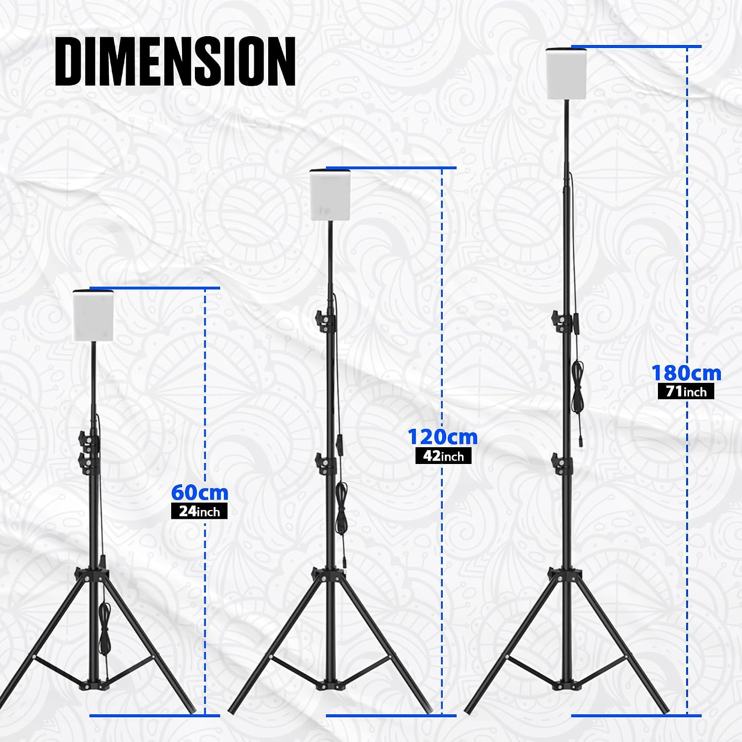 LED Camping Light, 1680LM High Brightness Portable Outdoor Lamp with Telescopic Tripod | Powered by USB Cable for Continuous Light | for Camping, Emergency, Garden, Tent, Car Repair