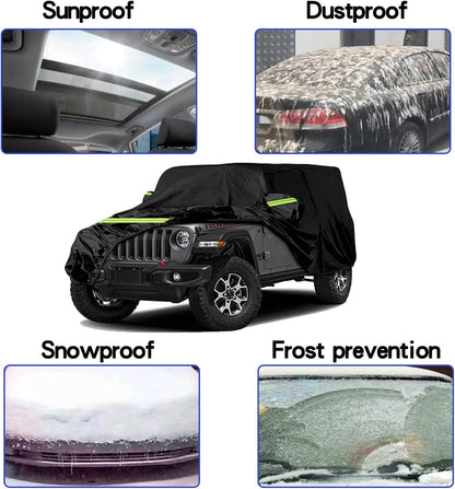 Waterproof Car Cover for Jeep Wrangler 4 Door Weather Protection Car Cover 192 x 75 for 174 inch Wrangler