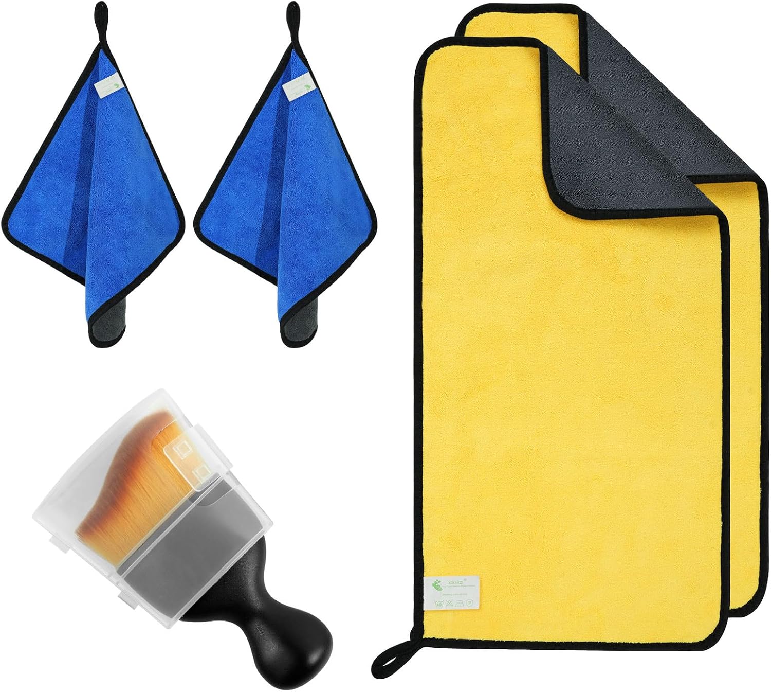 Microfiber Cleaning Cloth for Househould, Car Cleaning Cloth, Car Cleaning Tools, Soft Reusable, Thickended Versatile Cloth 600gsm, 2pcs 30X30CM, 2pcs 30X60CM Car Polishing Drying Cloth (G-01)