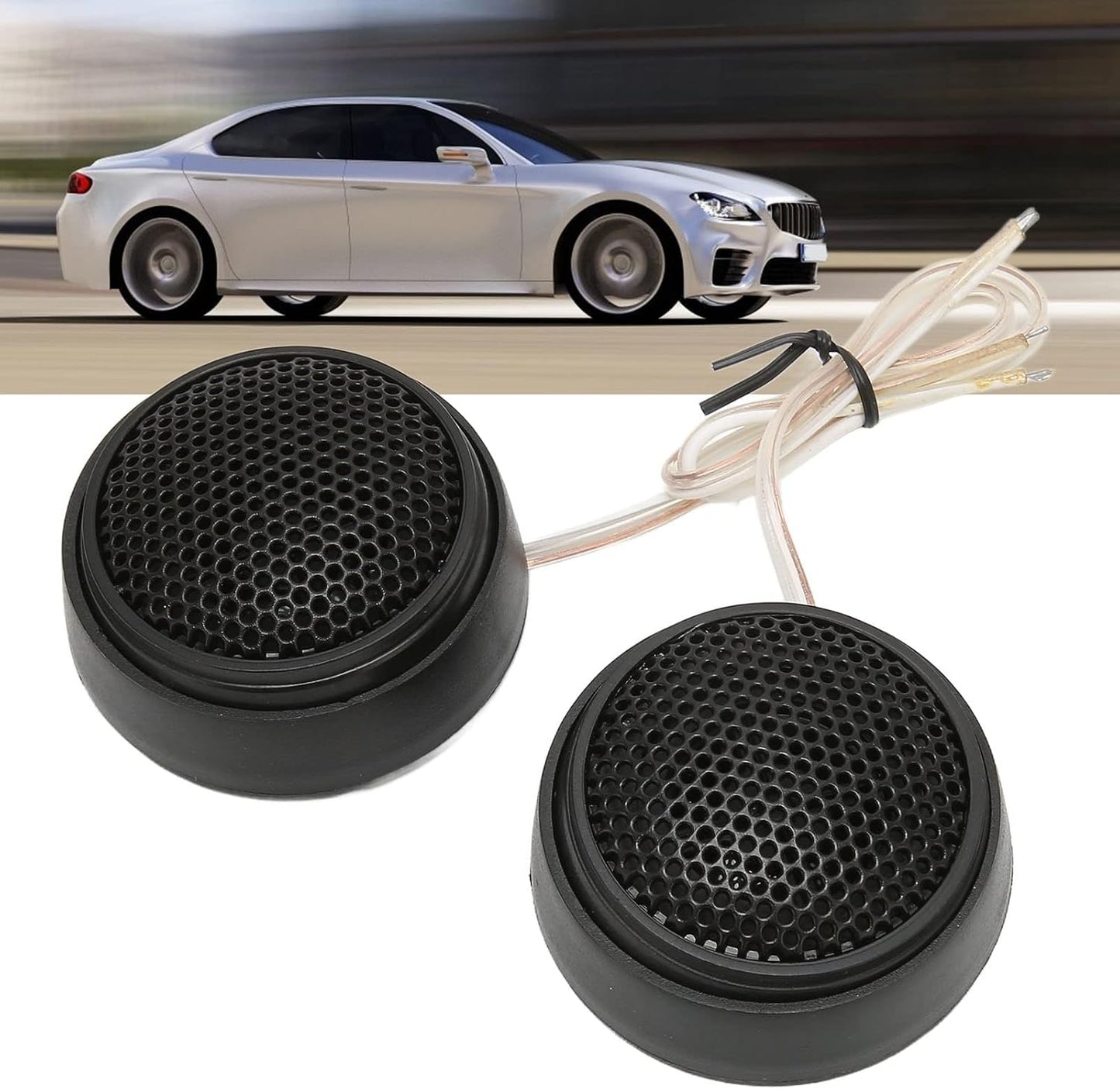 مكبرات صوت تويتير للسيارة 2 قطعة، ستيريو 1000 واط قابل للتركيب على القبة | 2Pcs Car Tweeters, 1000W Stickable Dome Stereo Loudspeakers for All Car Systems