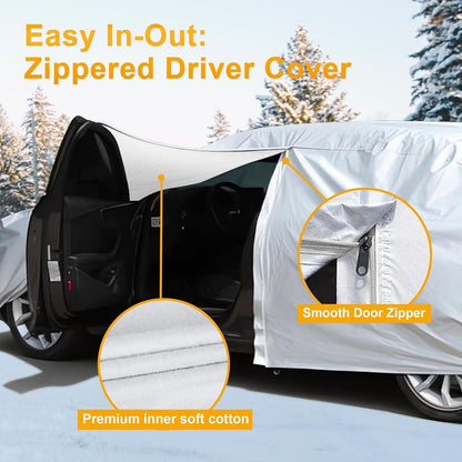 غطاء سيارة من روني مقاوم للماء لجميع الاحوال الجوية للسيارات، غطاء كامل للحماية من المطر والشمس والاشعة فوق البنفسجية مع 4 نقاط تثبيت، مقاوم للرياح والغبار، مقاس موحد لسيارات الدفع الرباعي بطول 191
