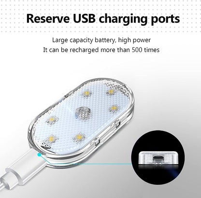سلفار مصابيح LED للسيارة، مصابيح LED داخلية صغيرة محمولة تعمل باللمس مع 6 خرزات مصباح LED ساطعة، اضاءة قابلة لاعادة الشحن بمنفذ USB، مصباح طوارئ للسيارة (ضوء ازرق)