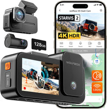 WOLFBOX X5 New 3 Channel 4K HDR Dash Cam, STARVIS 2 IMX678,4K+2.5K+1080P Front and Rear Inside Car Camera with 128GB Card, Voice Control, 5.8GHz WiFi GPS, Touch Screen, Digital Signal, Support 512GB