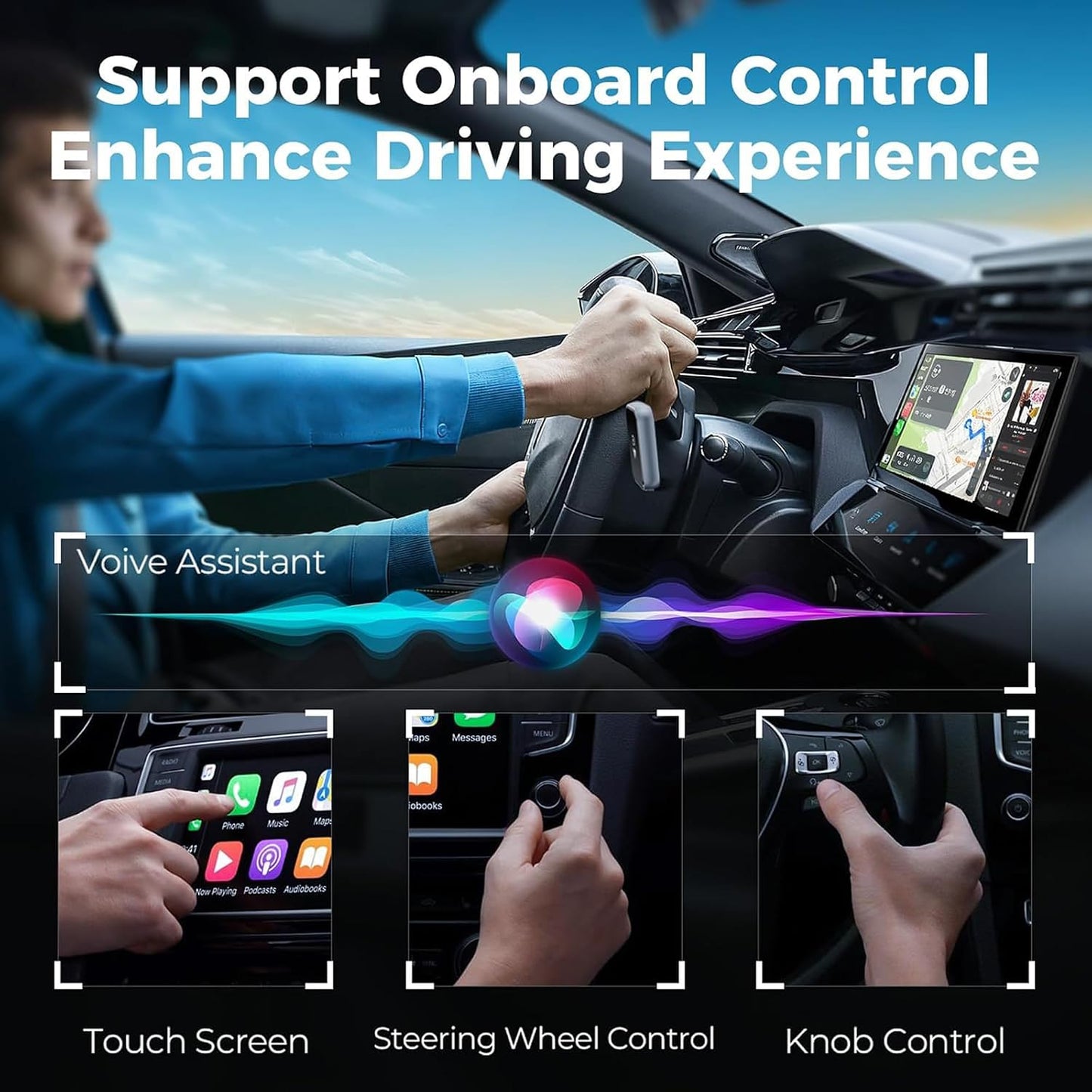Wireless Carplay Mini Car Play Android Auto Adapter, Metal Design 2-in-1 Convert Wired to Wireless CarPlay Adapter,No Delay and Stable Control Mini Size With Extension USB-C&Type-C (Black)