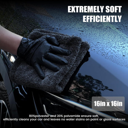 4in1 Car towel set, 2 x 1300 GSM Microfiber Drying Towel, 1x Car Wash Mitt, 1x Car Detailing Brush