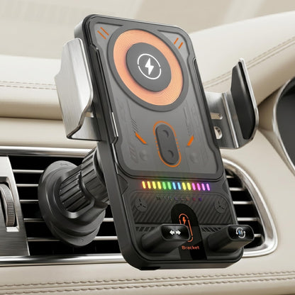 Wireless Car Charger Phone Holder, 360° Rotation, Fast Charging Car Mount with Auto Clamp, Air Vent Mobile Holder, Universal Car Phone Mount for iPhone & Android Devices (Wireless1)