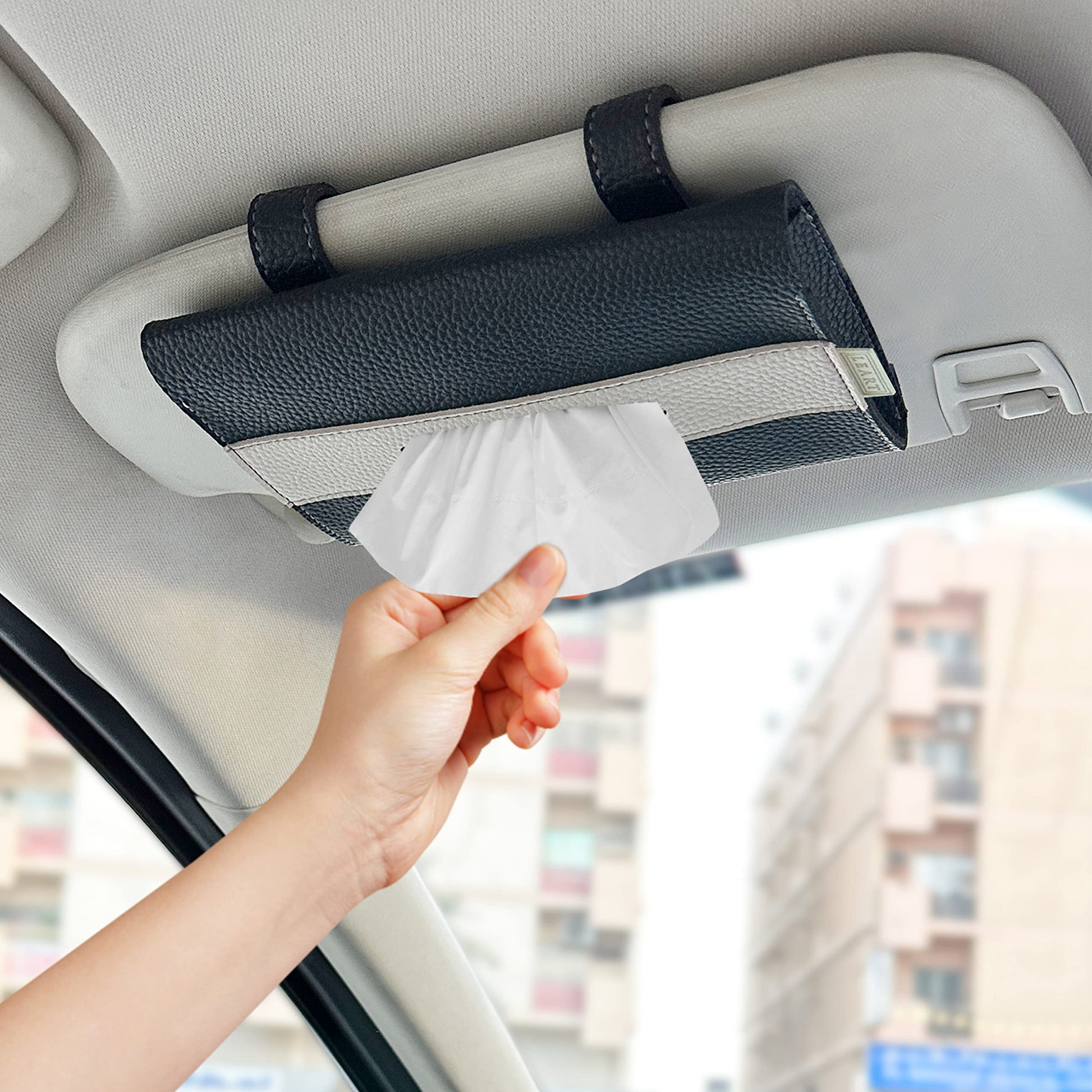 LEART Car Tissue Holder Leather – Visor Tissue Box Holder for Car | Tissue Box for Car | Car Accessories Interior | Car Tissue Box | Visor Tissue Box Holder (Camel Visor)