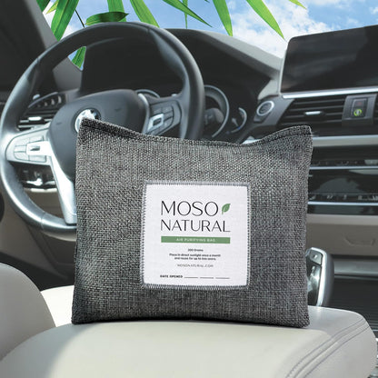 MOSO NATURAL Air Purifying Bag A Scent Free Odor Eliminator For Cars, Trucks and SUVs. Premium Moso Bamboo Charcoal Odor Absorber - 300 g (Pack of 1), Linen, Long Lasting Bag| Lasts up to 2 years!