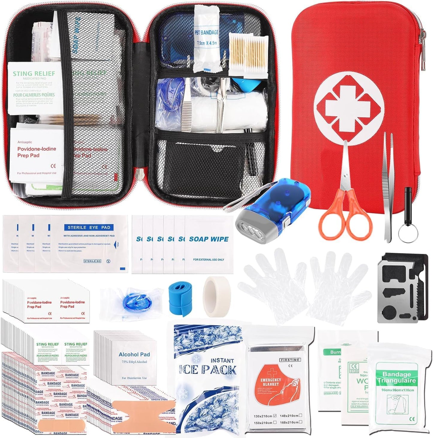 SYOSI First Aid Kit, 338 Pcs Waterproof Emergency Kit Survival Gear Trauma Kit with Essential Emergency Medical Supplies, Suitable for Travel Home Office Vehicle Outdoor Camping Hiking