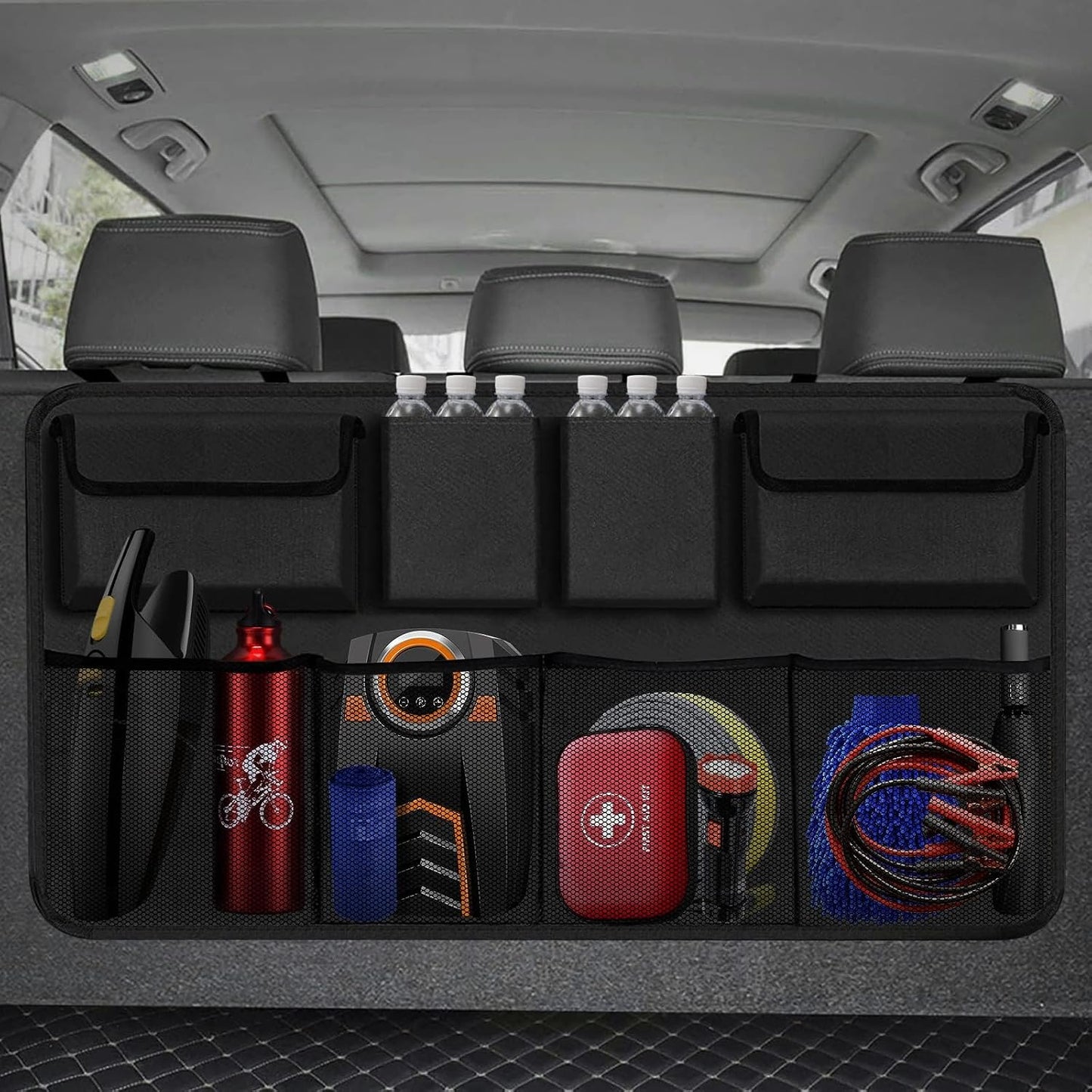 Car Trunk Organizer with 8 Large Storage Pockets | Versatile Backseat Hanging Organizer for SUV, Truck & Van | Extra Capacity for Space Saving and Efficient Storage Solutions