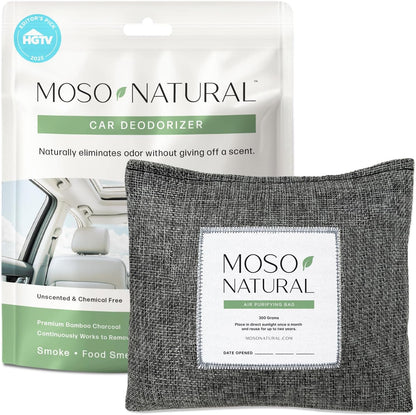 MOSO NATURAL Air Purifying Bag A Scent Free Odor Eliminator For Cars, Trucks and SUVs. Premium Moso Bamboo Charcoal Odor Absorber - 300 g (Pack of 1), Linen, Long Lasting Bag| Lasts up to 2 years!