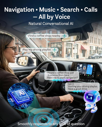 Ottocast P3 Pro OttoAibox Smart AI Car Box with Voice Assistant, Wireless CarPlay & Android Auto, HDMI Out, 5G WiFi Bluetooth 6, Cloud SIM, Split-Screen, Android 13 System