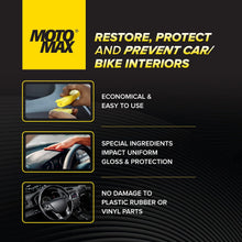 Motomax Dashboard Polish 100 ml with cleaners & silicone | Restore, shine dull dashboards| Protect from UV rays, cracking, fading & sun heat | Safe on tyre, rubber, plastic, vinyl parts of car & bikes