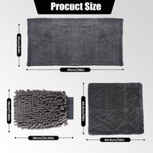 4in1 Car towel set, 2 x 1300 GSM Microfiber Drying Towel, 1x Car Wash Mitt, 1x Car Detailing Brush