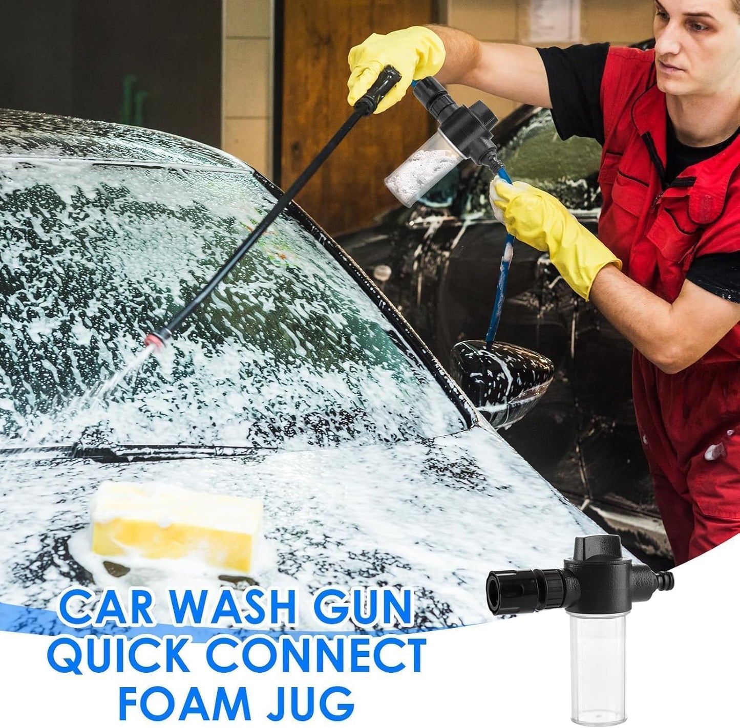 Adjustable High Pressure Garden Hose Foam Sprayer - Multi-Function Car Wash Water Gun with Foam Cannon, Jet Nozzle for Lawn, Plant Watering, Pet Shower & Home Cleaning